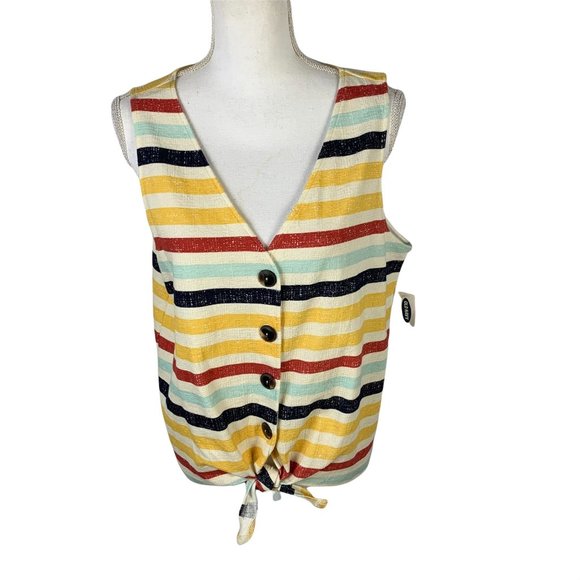 Old Navy Tops - Old Navy Women's Button Up Multi-Color Tank Top Size XL